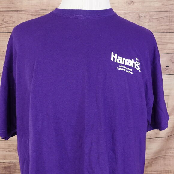 HARRAH'S METROPOLIS ILLINOIS CASINO & HOTEL PURPLE T-SHIRT SIZE XL - Picture 5 of 6